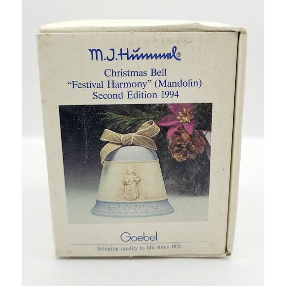 M.J. Hummel 1994 Christmas Bell Ornament Goebel Germany Porcelain Angel - Picture 9 of 10
